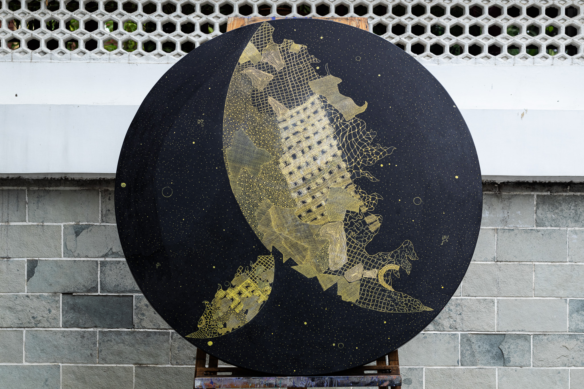 Gold and black circular work — additional view 1
