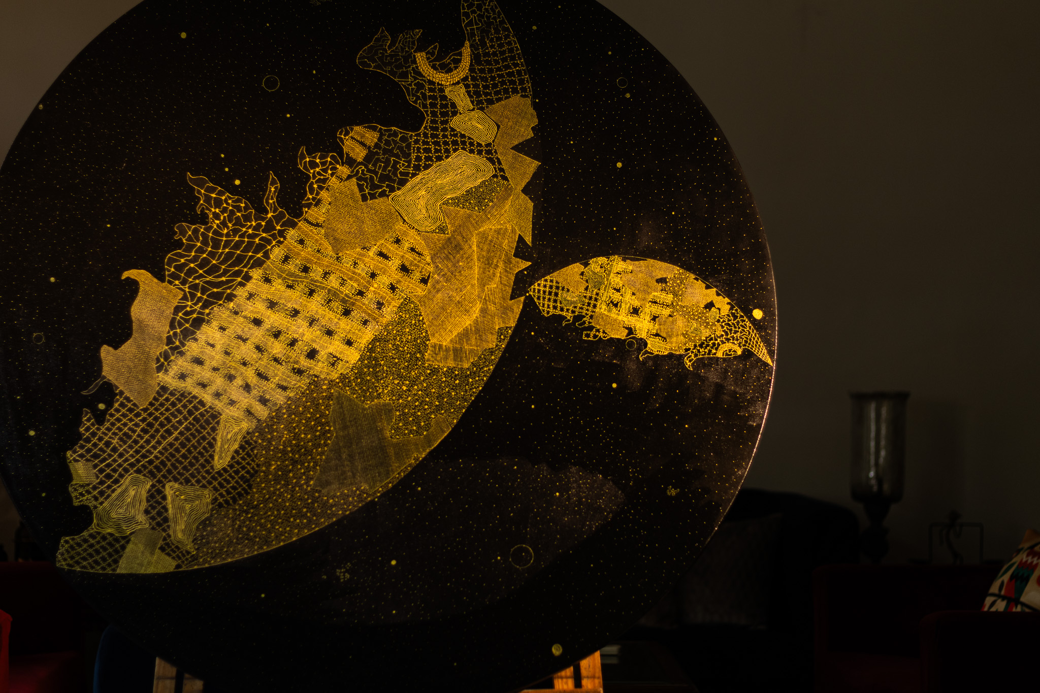 Gold and black circular work — additional view 3
