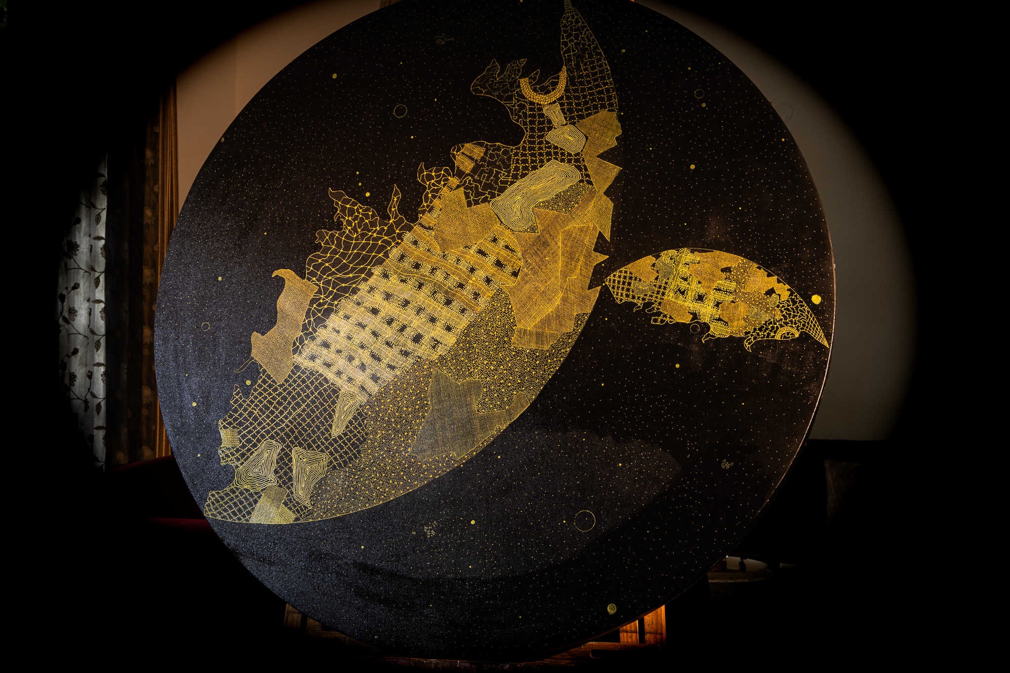 Gold and black circular work — additional view 4