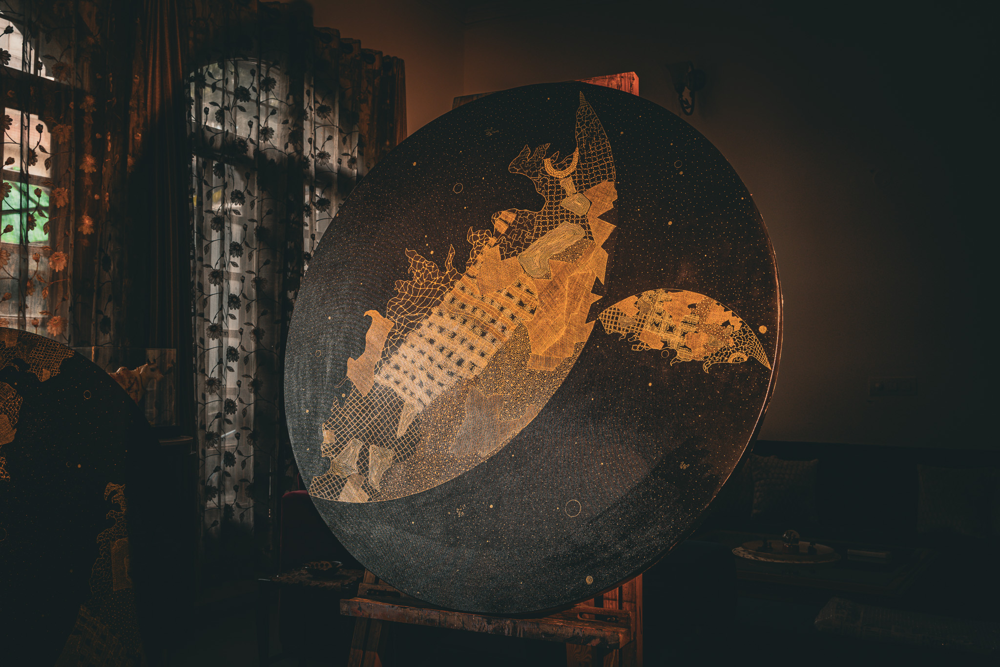 Gold and black circular work — additional view 5