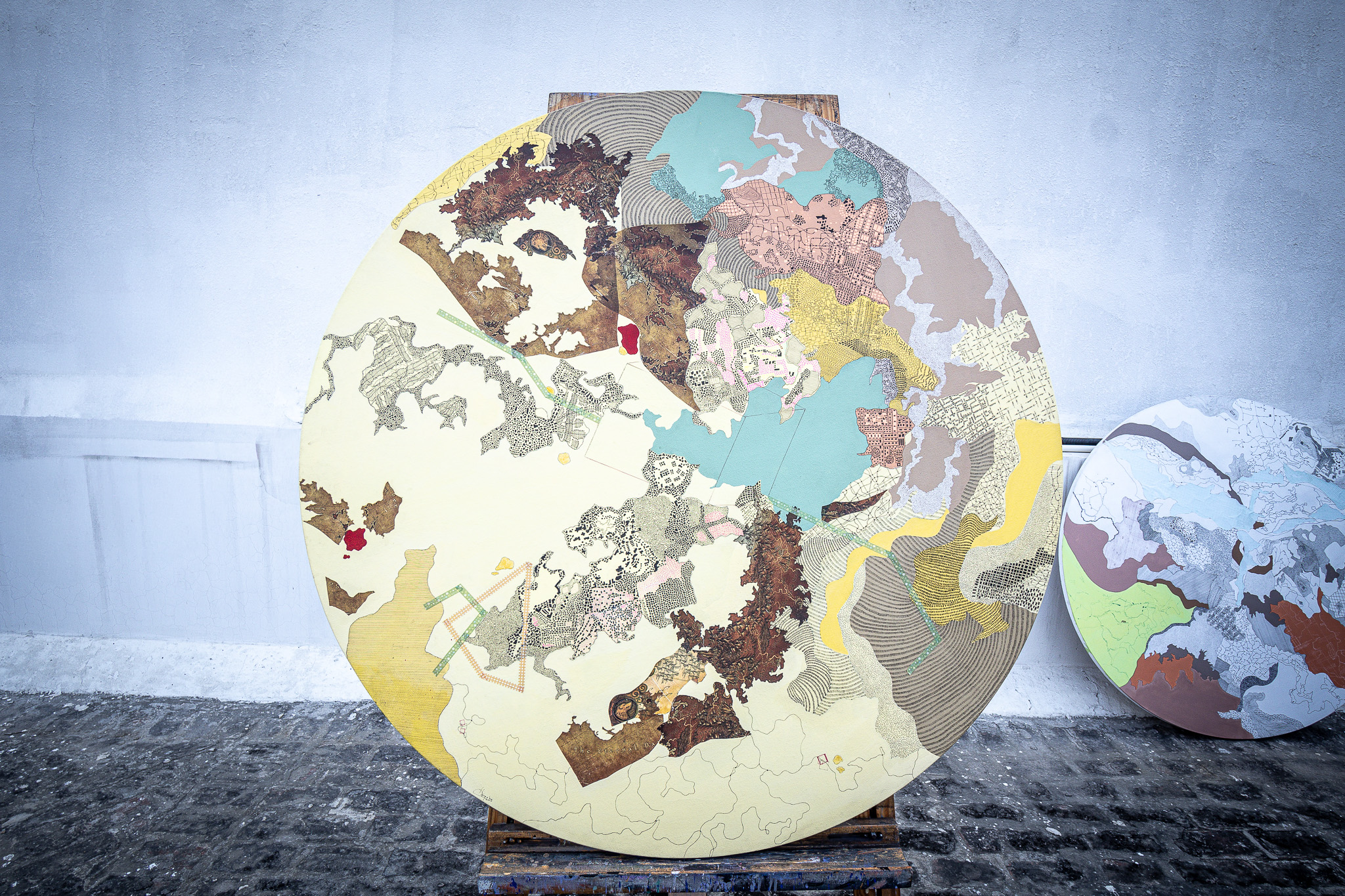 Ochre circular work — full view