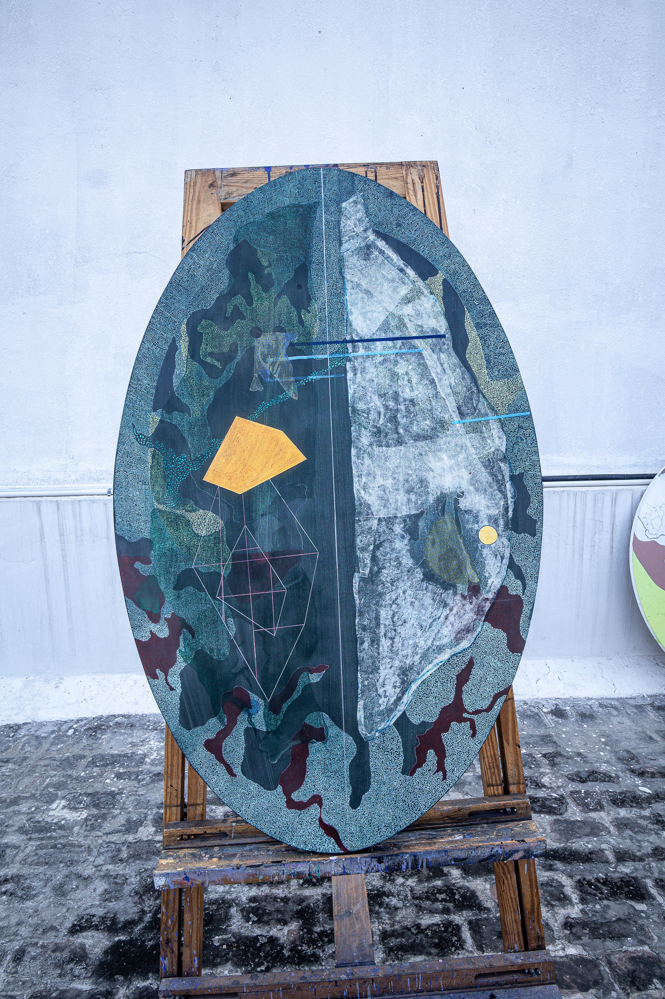 Oval teal composition - full view
