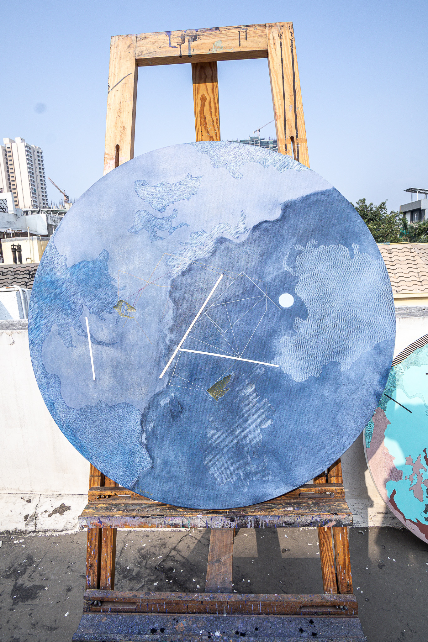 Blue circular work — additional view 1