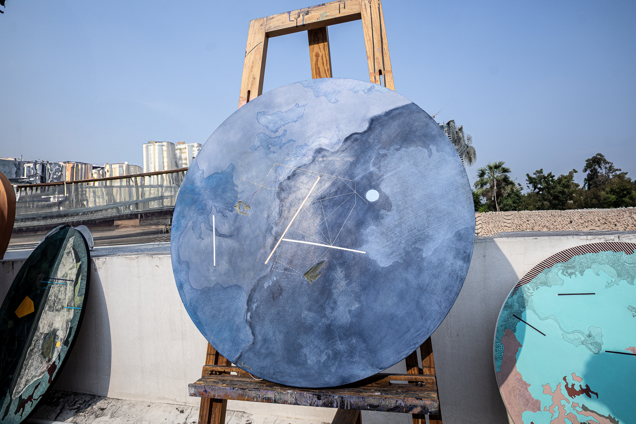 Blue circular work — additional view 2