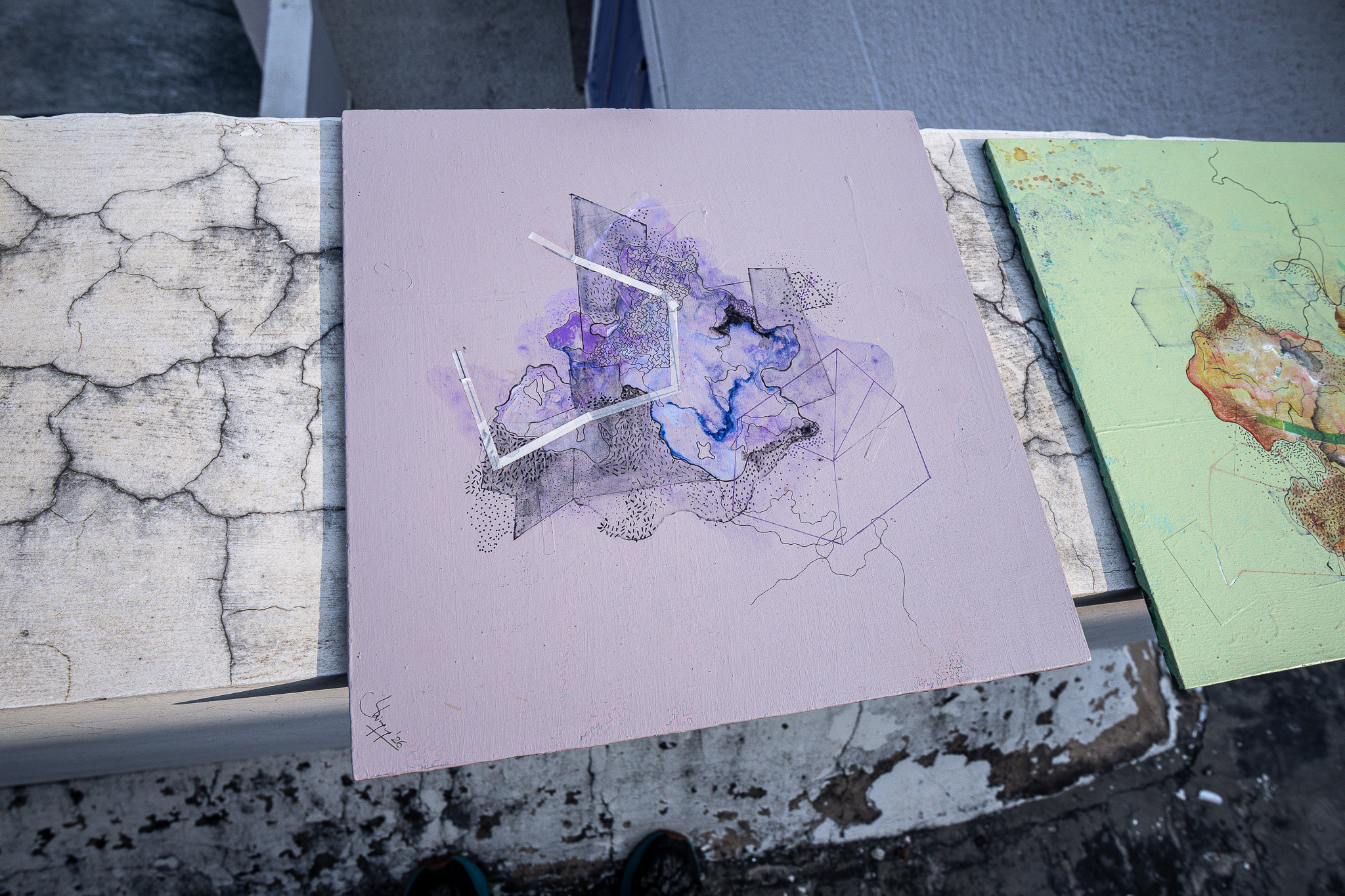 Lilac paper composition — full view